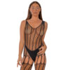n12924 lace by lj crochet bodystocking with lace up back black 1