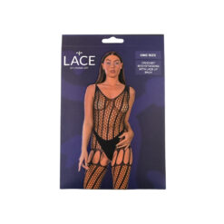 n12924 lace by lj crochet bodystocking with lace up back black pkg
