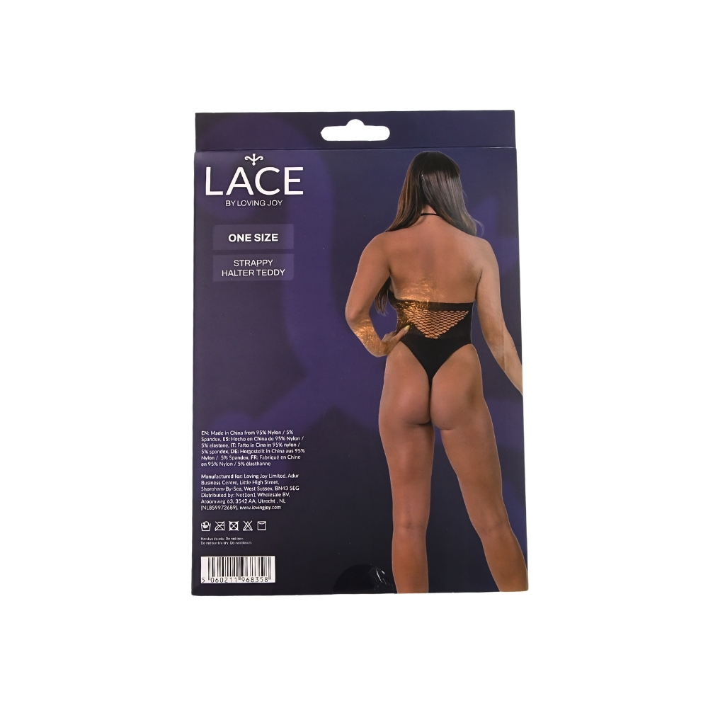 n12925 lace by lj strappy halter teddy pkg bk n12925 lace by lj strappy halter teddy pkg bk