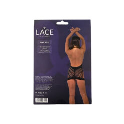 n12931 lace by lj halter neck dress with faux lace up black pkg bk