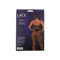n12933 lace by lj fishnet open cup crotchless bodystocking pkg bk
