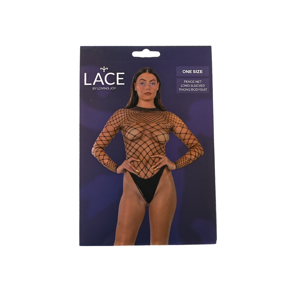 n12934 lace by lj fence net long sleeved thong bodysuit black pkg n12934 lace by lj fence net long sleeved thong bodysuit black pkg