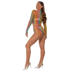 n12936 lace by lj rainbow fence net crop top and bottoms 2