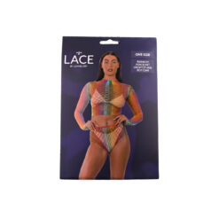 n12936 lace by lj rainbow fence net crop top and bottoms pkg