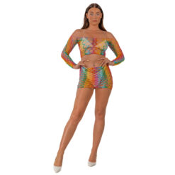 n12938 lace by lj rainbow crop top and skirt set 1