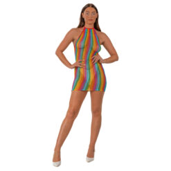 n12939 lace by lj rainbow halter neck dress 1
