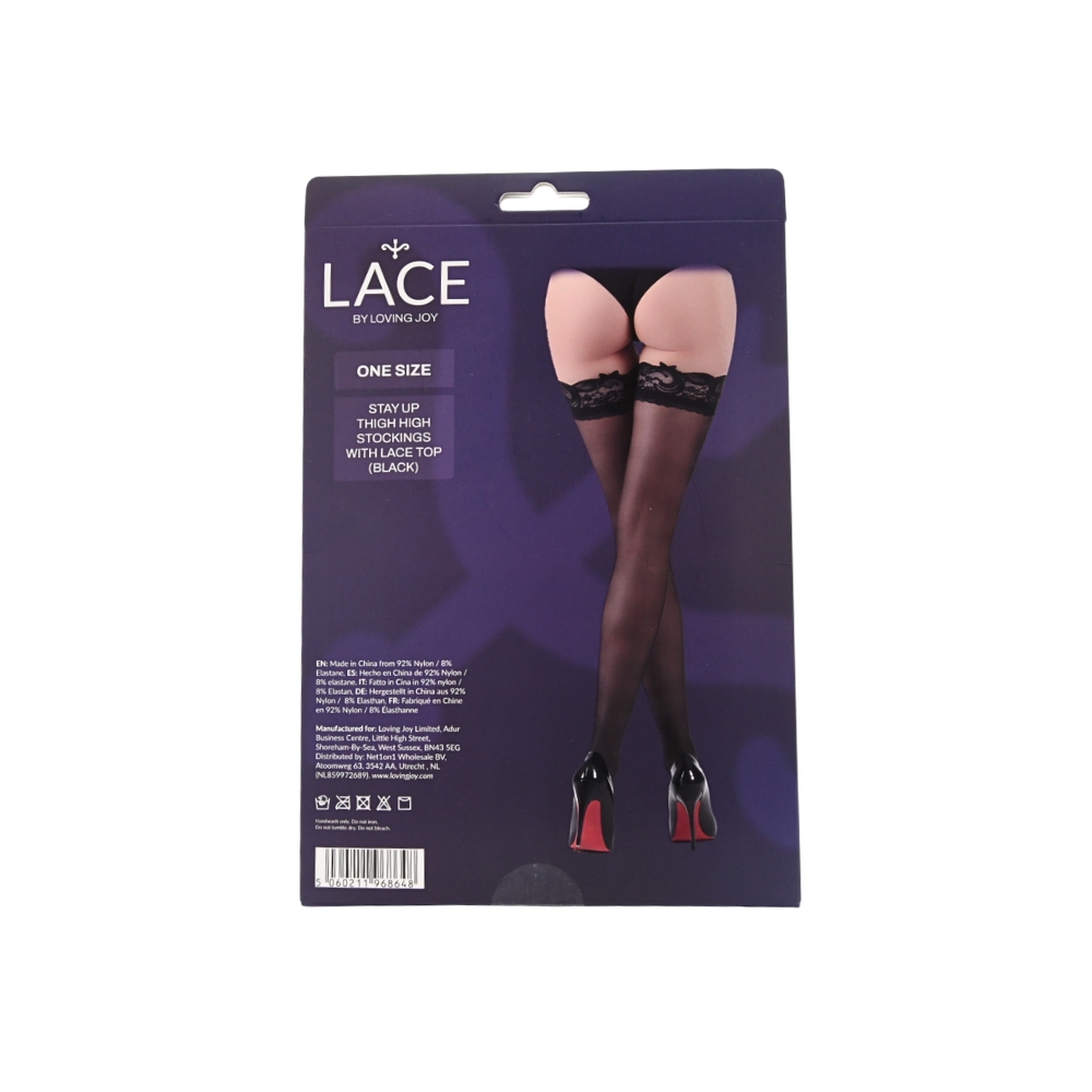 ns8096 lace by lj stay up thigh high stockings with lace top black pkg bk ns8096 lace by lj stay up thigh high stockings with lace top black pkg bk
