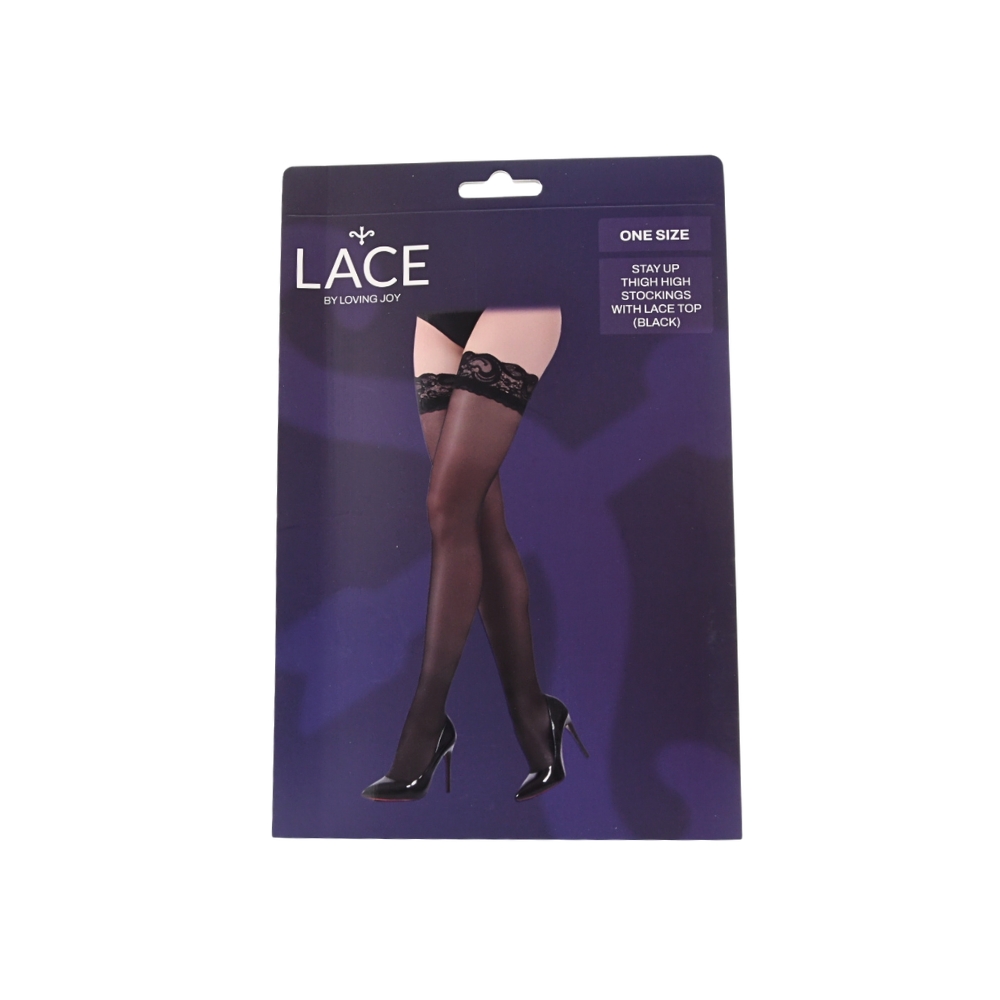 ns8096 lace by lj stay up thigh high stockings with lace top black pkg ns8096 lace by lj stay up thigh high stockings with lace top black pkg