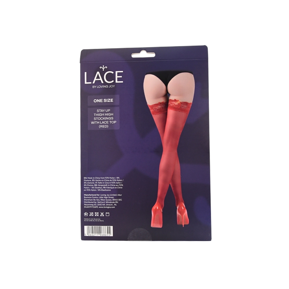 ns8098 lace by lj stay up thigh high stockings with lace top red pkg bk ns8098 lace by lj stay up thigh high stockings with lace top red pkg bk