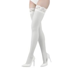 ns8099 lace by lj stay up thigh high stockings with lace top white 1