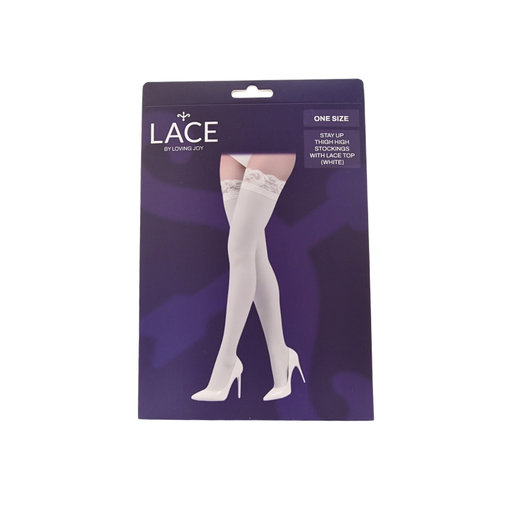 ns8099 lace by lj stay up thigh high stockings with lace top white pkg ns8099 lace by lj stay up thigh high stockings with lace top white pkg