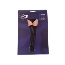 ns8100 lace by lj thigh high stockings with bow black pkg