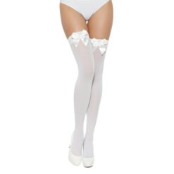 ns8101 lace by lj thigh high stockings with bow white 1