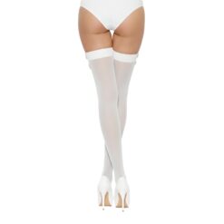 ns8101 lace by lj thigh high stockings with bow white 2
