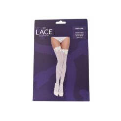 ns8101 lace by lj thigh high stockings with bow white pkg