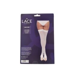 ns8101 lace by lj thigh high stockings with bow white pkg bk