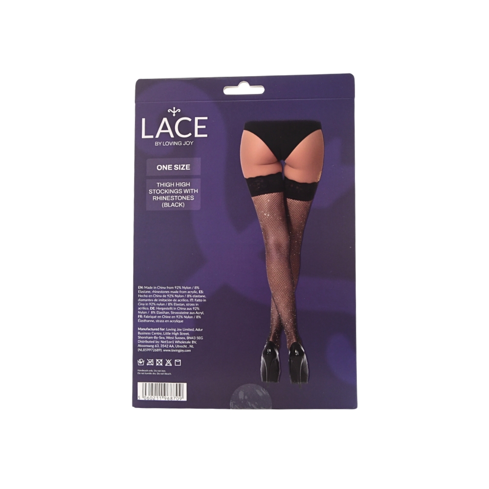 ns8119 lace by lj fishnet thigh high stockings with rhinestones black pkg bk ns8119 lace by lj fishnet thigh high stockings with rhinestones black pkg bk
