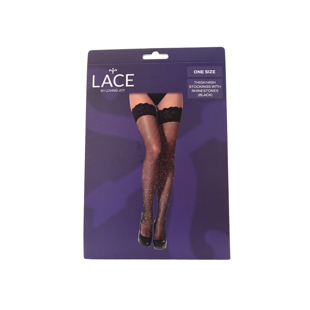ns8119 lace by lj fishnet thigh high stockings with rhinestones black pkg ns8119 lace by lj fishnet thigh high stockings with rhinestones black pkg