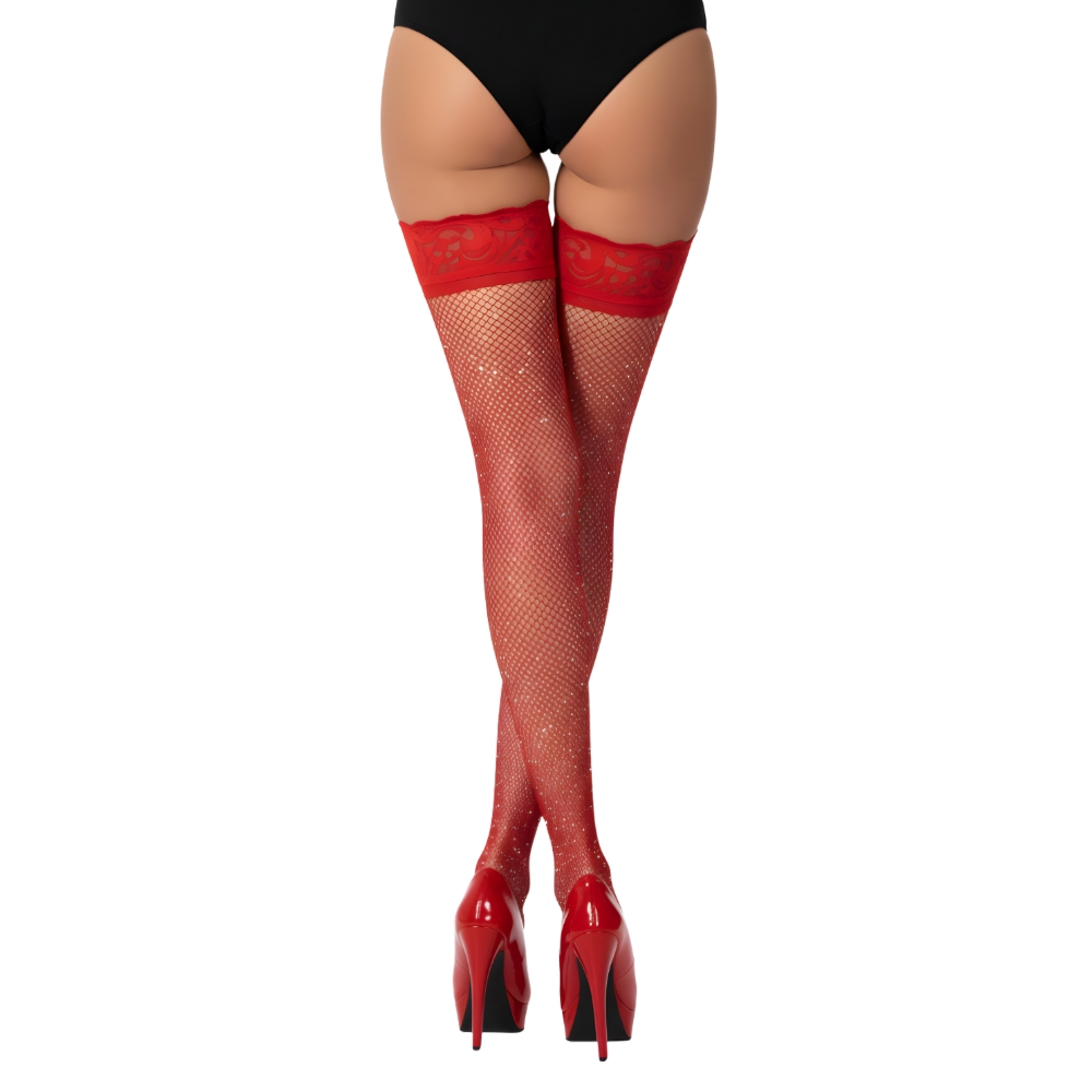 ns8120 lace by lj fishnet thigh high stockings with rhinestones red 3 ns8120 lace by lj fishnet thigh high stockings with rhinestones red 3