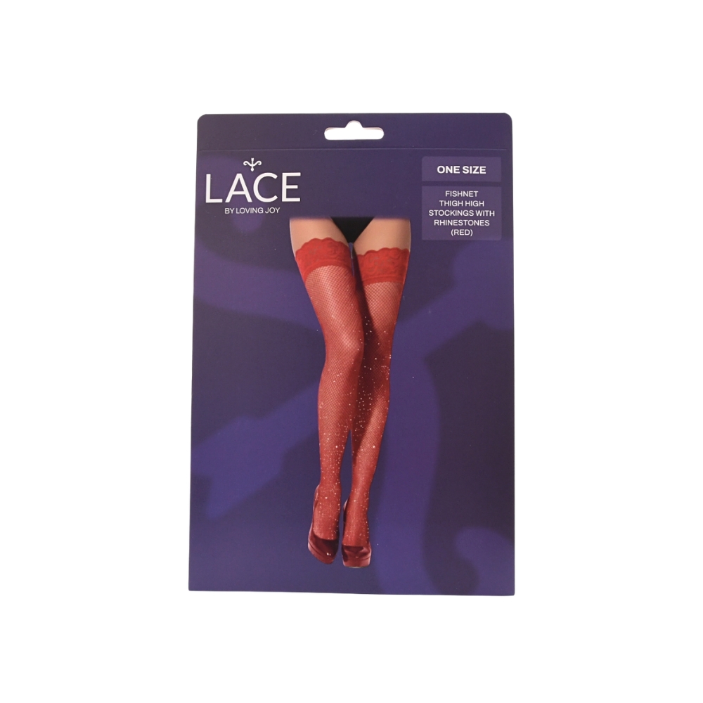 ns8120 lace by lj fishnet thigh high stockings with rhinestones red pkg ns8120 lace by lj fishnet thigh high stockings with rhinestones red pkg