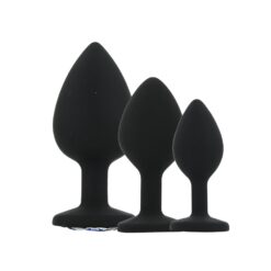 toosh silicone butt plug black set of 3 clear stone 1