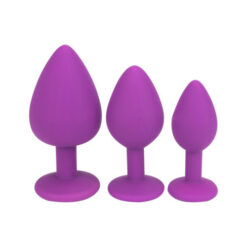 n11239 loving joy jewelled silicone butt plug purple trio