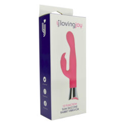 n11592 loving joy 10 function slim silicone rabbit vibrator pink pkg 1